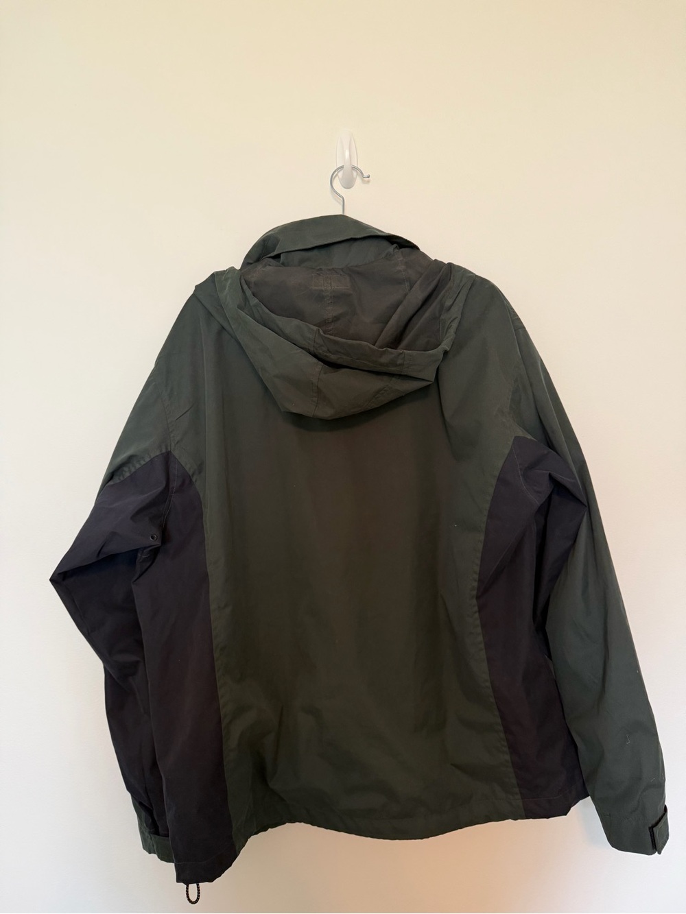 Vintage Chaps Ralph Lauren Men’s L Hooded Windbreaker Jacket Green Navy 90s - Picture 6 of 6